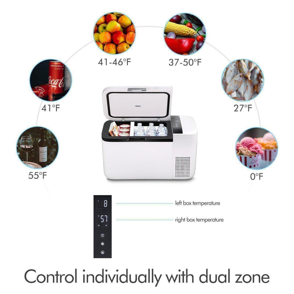 GO20 Dual Zone 12V Portable Freezer - White | 20 LT