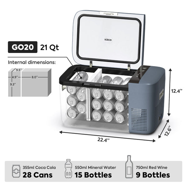 GO20 Dual Zone 12V Portable Freezer | 20 LT