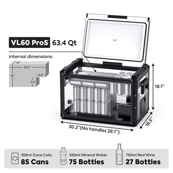 VL60ProS Single Zone Portable Fridge Electric Cooler | 60 LT